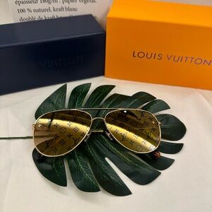 Louis Vuitton Monogram Gold Aviator Sunglasses